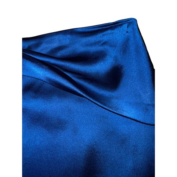 Bebe Satin Blue Pencil Skirt With Rhinestone Buckle Size‎ 10 Sexy Stretch Pinup - Picture 4 of 6